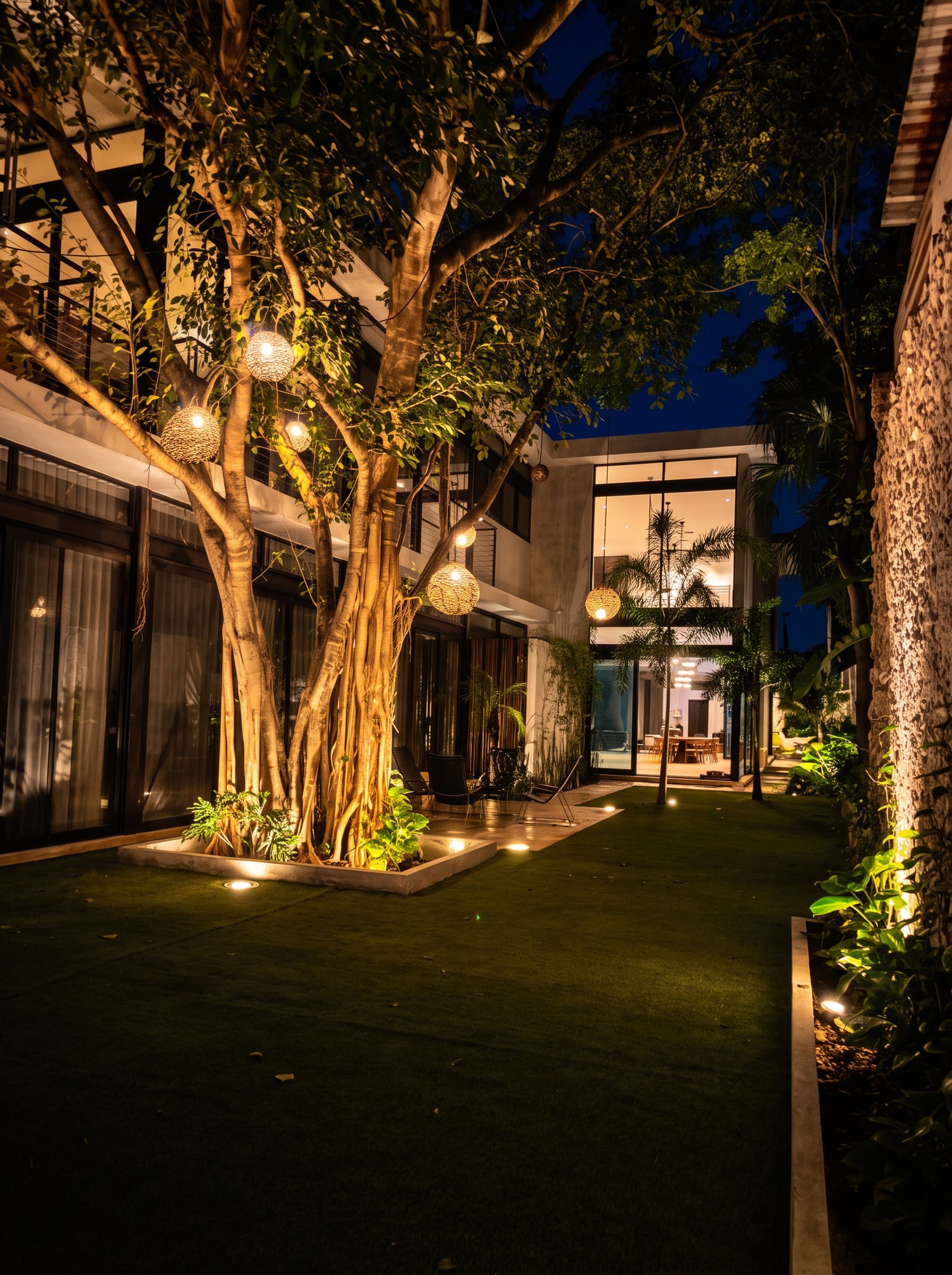 Courtyard at night